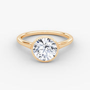 Round Cut - Bezel Ring - 14 K Gold